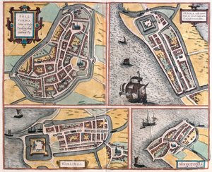 オランダのボルスワード、スタボレン、ハーリンゲン、ヒンデローペン（彫刻 作： Franz Hogenberg