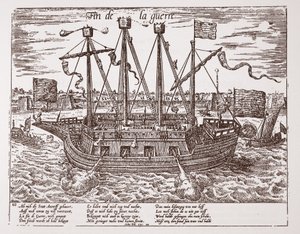「Fin de la Guerre」、1585年にアメリカ合衆国のために建造された軍艦 作： Franz Hogenberg