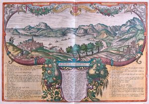 イタリア、イスキア島とポッツオーリ島のバイア湾（ベリー）（エングレーヴィング 作： Franz Hogenberg