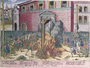 1559年12月23日、アンヌブールの吊り（1521-59）グレーブ広場 作： Franz Hogenberg