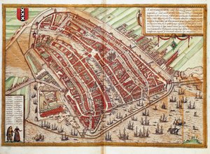 アムステルダムの地図（彫刻 作： Franz Hogenberg