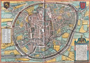 ベルギー・ブリュッセルの地図（銅版画 作： Franz Hogenberg