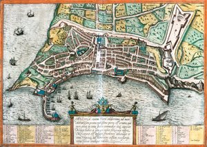 イタリア、アンコーナ（Ancona）の平面図（銅版画 作： Franz Hogenberg