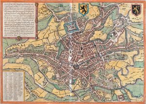 ベルギー、ゲント（ガンダウム）の平面図（銅版画 作： Franz Hogenberg