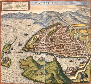 フランス・マルセイユの平面図（エッチング 作： Franz Hogenberg