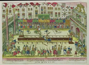 アンリ2世（1519〜59年）がモンゴメリー伯爵によって負傷し、10日後に1559年6月30日に死亡したトーナメント