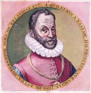 ウィリアムI（1533-84）「沈黙」、オレンジの王子（カラー彫刻） 作： Franz Hogenberg