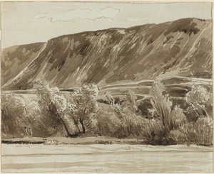 向こうに山がある川岸 作： Franz Innocenz Josef Kobell