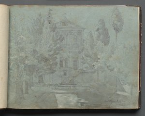 ローマとその周辺の景色を含むアルバム、風景研究、05aページ：聖イシドロ。 作： Franz Johann Heinrich Nadorp