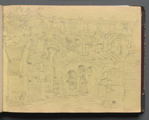 ローマとその周辺の景色を含むアルバム、風景研究、12aページ：ローマ時代の遺跡 作： Franz Johann Heinrich Nadorp
