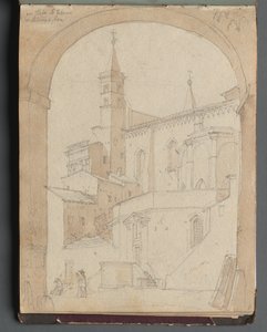 Album with Views of Rome and Surroundings, Landscape Studies, page 18a: Saint John Lateran, ローマ 作： Franz Johann Heinrich Nadorp