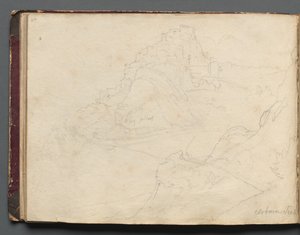 ローマとその周辺の景色を含むアルバム、風景研究、20bページ：Cervera。 作： Franz Johann Heinrich Nadorp