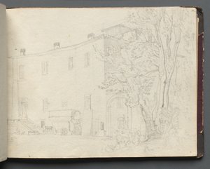 ローマとその周辺の景色を含むアルバム、景観研究、31aページ：ローマの建築研究 作： Franz Johann Heinrich Nadorp