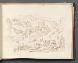 ローマとその周辺の景色を含むアルバム、風景研究、43aページ：ローマの風景。 作： Franz Johann Heinrich Nadorp
