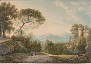 夕暮れ時のテヴェレ渓谷を横切るチボリからの眺め 作： Franz Kaisermann
