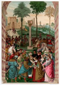 アエネアスピッコロミニがポルトガルのエレオノーラを紹介するフレデリック3世、1502-1508年、1870年 作： Franz Kellerhoven