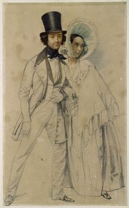 パウルとアマーリエ・タリオーニ夫妻（絵画「近衛歩兵第一連隊の観兵式」の習作、1839年） 作： フランツ・クルーガー