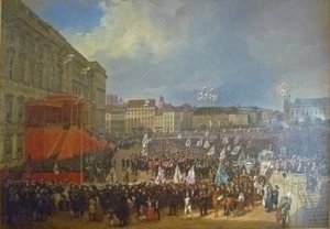 ベルリン市庁舎前のフリードリヒ・ヴィルヘルム4世へのオマージュ 作： フランツ・クルーガー