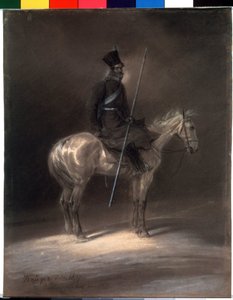 馬に乗ったコサック。 馬に乗ったコサック。 フランツ・クルーガー (1797-1857) の素描 作： Franz Krüger