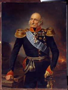 元帥ルイ・アドルフ・ピエール・ズ・ザイン・ウィトゲンシュタイン（1769-1843）の肖像画。 (ザイン・ヴィトゲンシュタイン・ルートヴィヒスブルクの陸軍元帥伯爵ルートヴィヒ・アドルフ・ペーターの肖像)。 フランツ・クルーガー (1797-1857) の絵画、キャンバスに油彩 作： Franz Krüger
