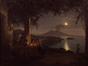 ナポリ湾の月夜景（油彩・キャンバス