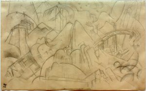 橋のある山の風景（チロル） 作： Franz Marc