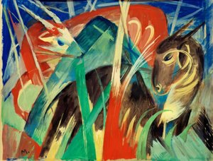 神話上の動物I（動物構成I） 作： Franz Marc