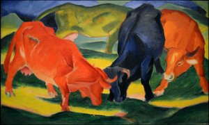 牛の戦い、1911年。 作： Franz Marc