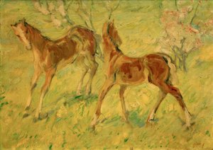 牧草地の子馬（ジャンプの子馬） 作： Franz Marc