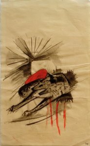 横になっているハイエナ（横になっているオオカミ） 作： Franz Marc