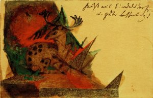 横になっている鹿 作： Franz Marc