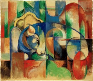 横になっている雄牛 作： Franz Marc