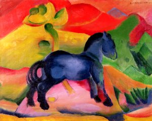小さな青い馬、1912 作： Franz Marc