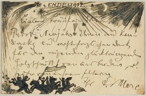 新年のご挨拶、ミュンヘンのガブリエレ・ミュンターへのはがき 作： Franz Marc