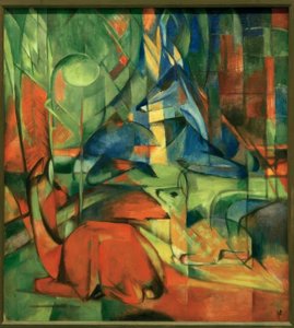 森の中の鹿II 作： Franz Marc