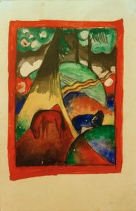 田舎の赤と青の馬 作： Franz Marc