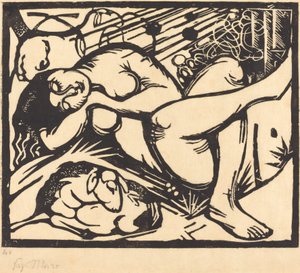 眠る羊飼いの女シュラフェンデ・ヒルティン、1912年。 作： Franz Marc