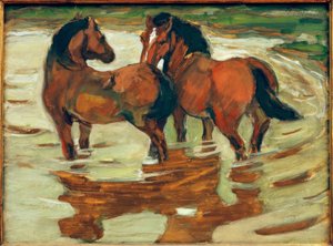 洪水で2頭の馬 作： Franz Marc