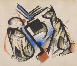 2つのオオカミ。 1913 作： Franz Marc
