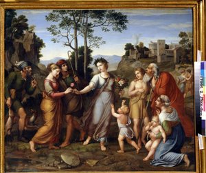 海外から来た女の子。 異国の地の少女。 (フリードリヒ) フランツ リーペンハウゼン (1786-1831) による絵画。 ドイツの芸術、ロマンチックなスタイル。 キャンバスに油彩。 プーシキン美術館、モスクワ。 作： Franz Riepenhausen