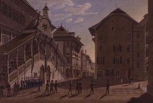 タウンホールを後にするベルン大評議会 作： Franz Schmidt