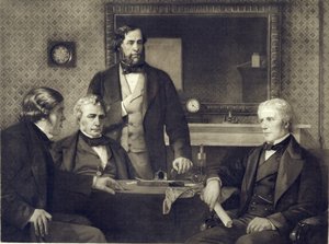 マイケルファラデー（1791-1867）、1858年に王立協会の大統領職を辞任、エドワードA.アーミテージ（1817-96）による絵画（グラビア） 作： Franz Seraph Hanfstaengel