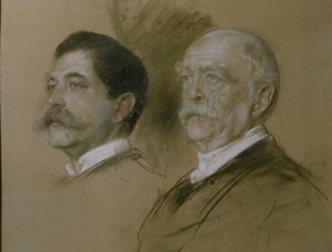 オットーフォンビスマルクと彼の息子ハーバート、1862年から1860年までの外務省国務長官、1892年（紙に炭）