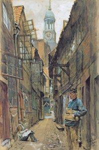 ハンブルクの裏通り、1891 作： Franz Skarbina