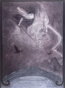 オーディン、リヒャルト・ワーグナー作「ニーベルンゲンの指輪」のイラスト（1813-83）、1914年頃（カラーリソ） 作： Franz Stassen
