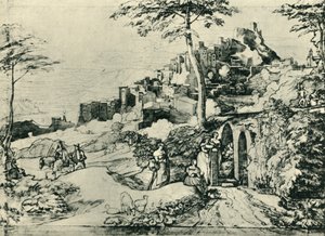 イタリア、ローマ近郊のオレバノの噴水に立つ女性、1822年、1943年。 作： Franz Theobald Horny