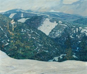 イゼラ山脈の風景 作： Franz Wilhelm Jäger