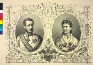 フランツ・ヨーゼフ1世皇太子ルドルフとステファニー王女のダブル写真 作： Franz Wurbel