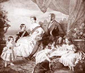 ヴィクトリア女王とアルバート公、そしてその子供たち（「エドワード7世、その生涯と時代」（プリント）より