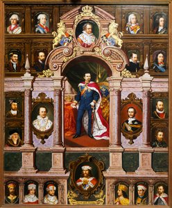 ヴィッテルスバッハ家のバイエルン王の肖像画を描いたパネル、フランツ クサーヴァー タールマイヤー作 作： Franz Xaver Thallmaier